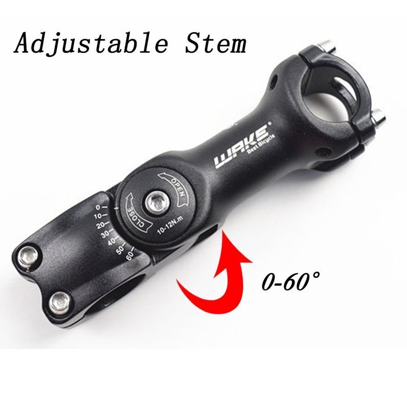 Wake MTB Stem 31.8 110mm 60 Degree Adjustable Bike Stem Mountain Bike Stem Short Handlebar Stem for Most Bicycle, Road Bike, MTB, BMX, Fixie Gear, Cycling (Alloy, Lightweight, Black) - Image 3
